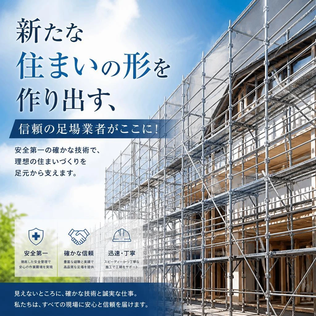 新たな住まいの形を作り出す、信頼の足場業者がここに！