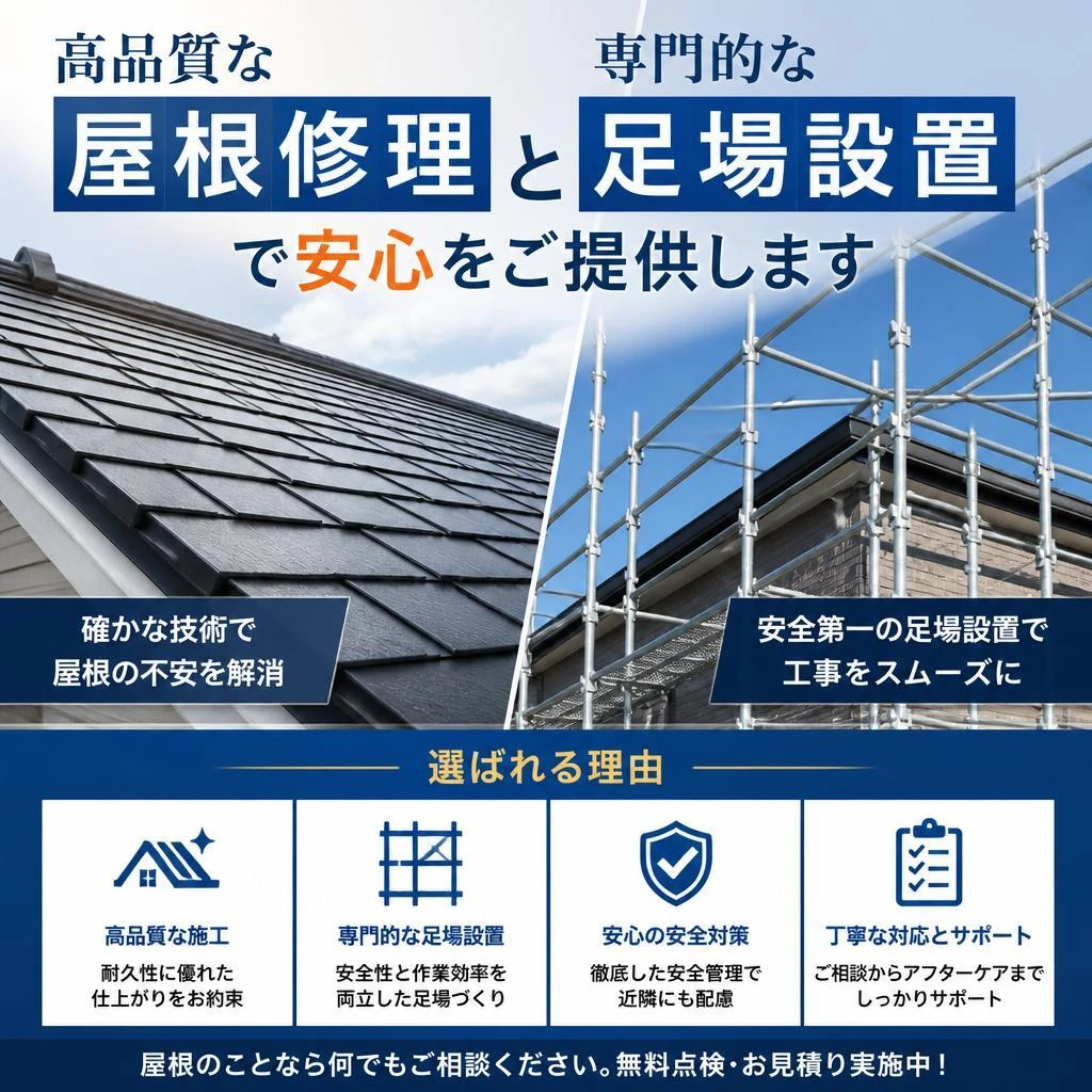 高品質な屋根修理と専門的な足場設置で安心をご提供します