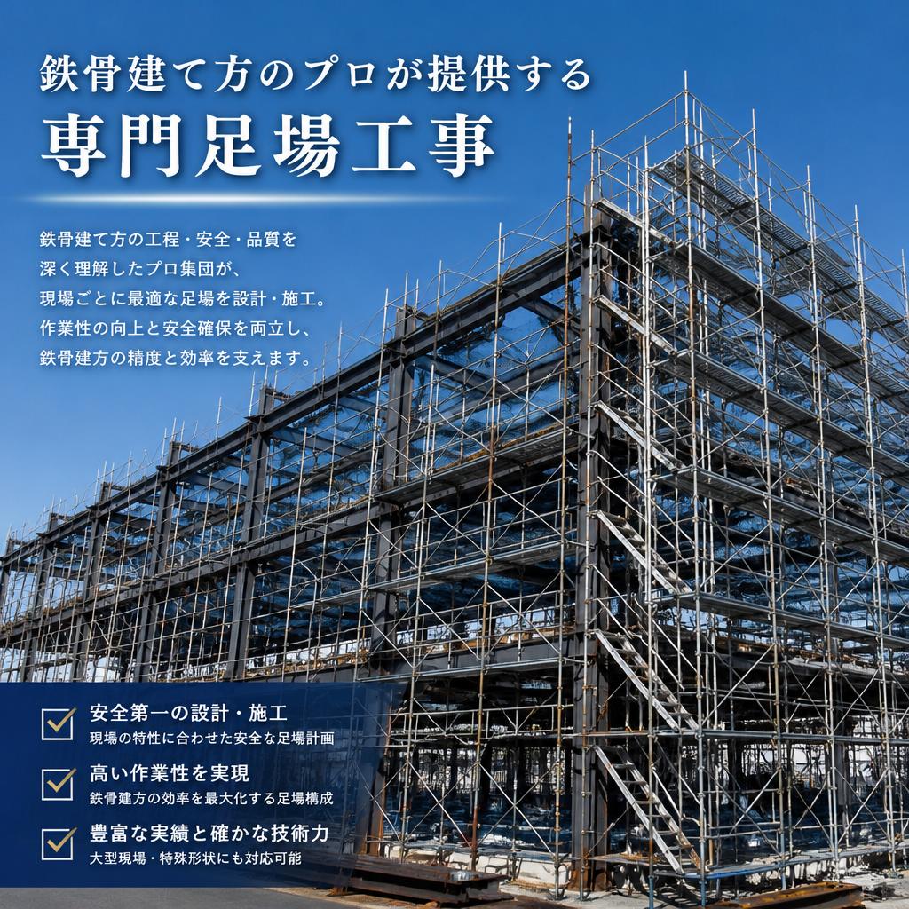 鉄骨建て方のプロが提供する専門足場工事