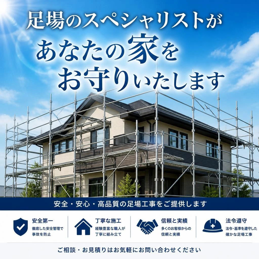 足場のスペシャリストがあなたの家をお守りいたします