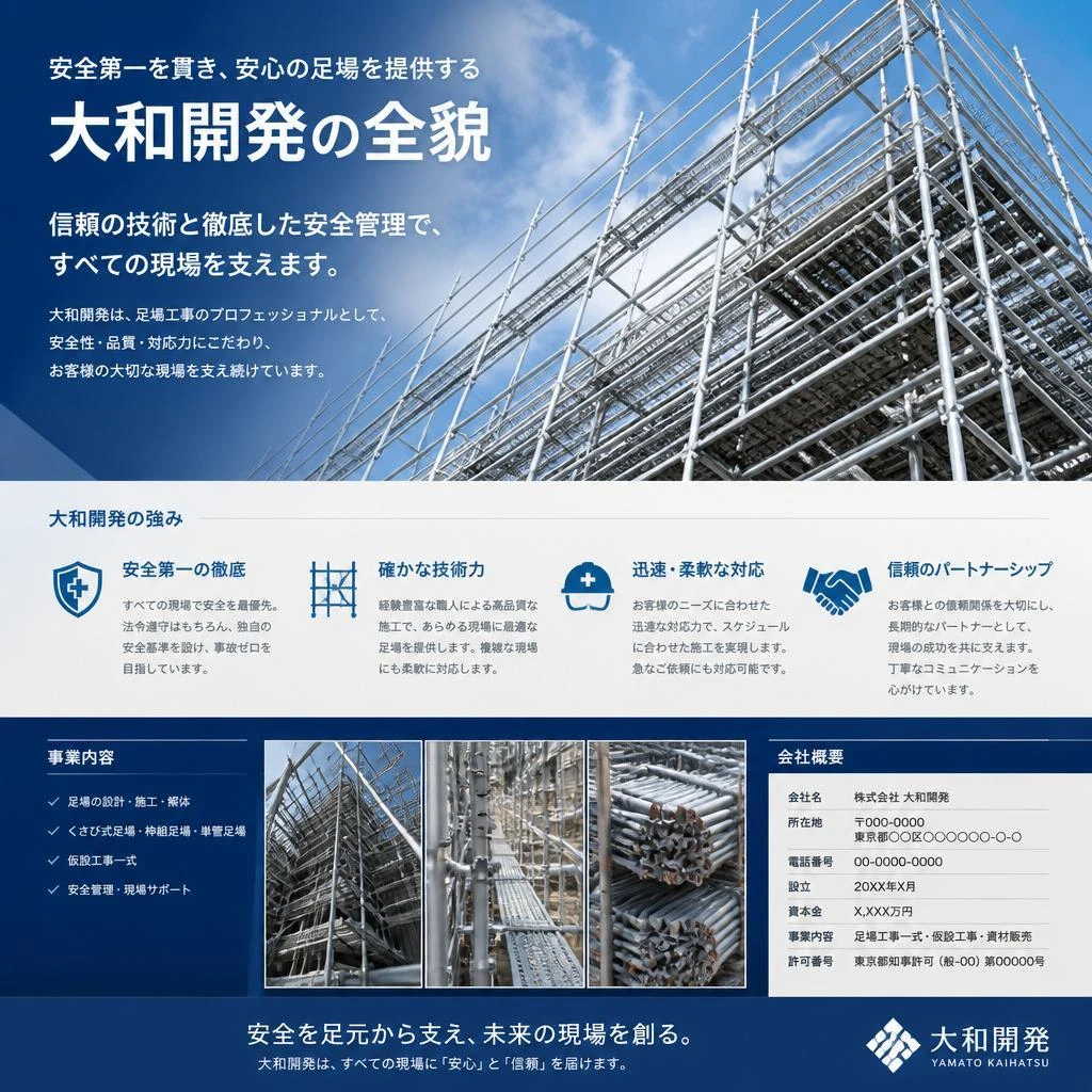 安全第一を貫き、安心の足場を提供する大和開発の全貌
