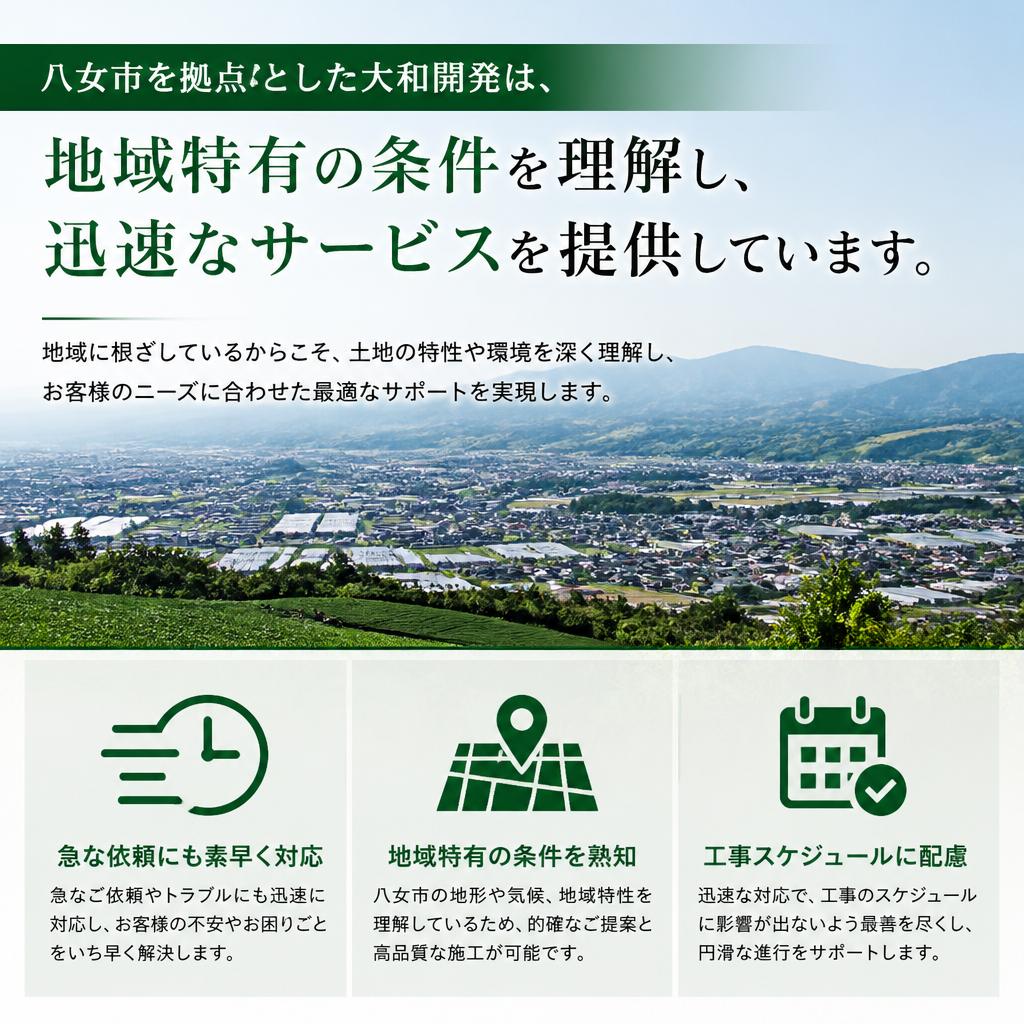 八女市エリアに特化した迅速な対応