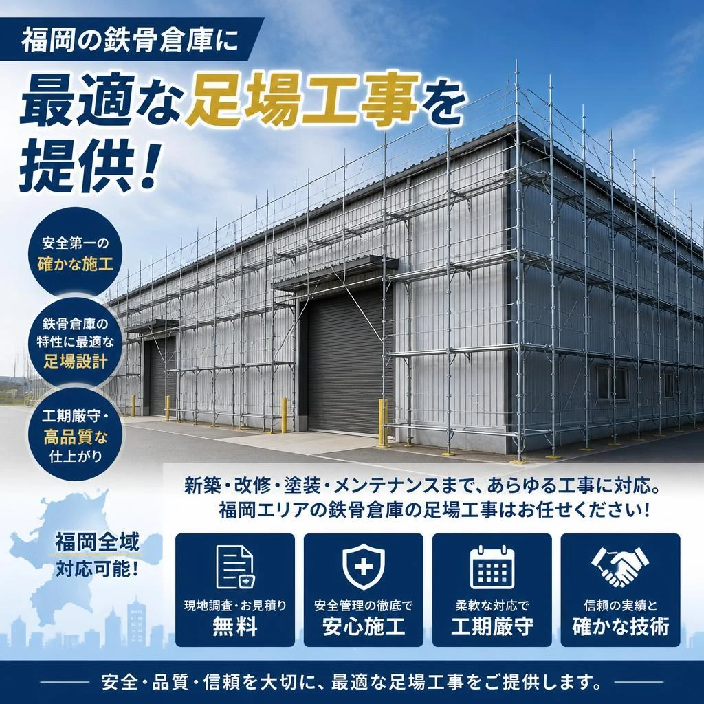 福岡の鉄骨倉庫に最適な足場工事を提供！