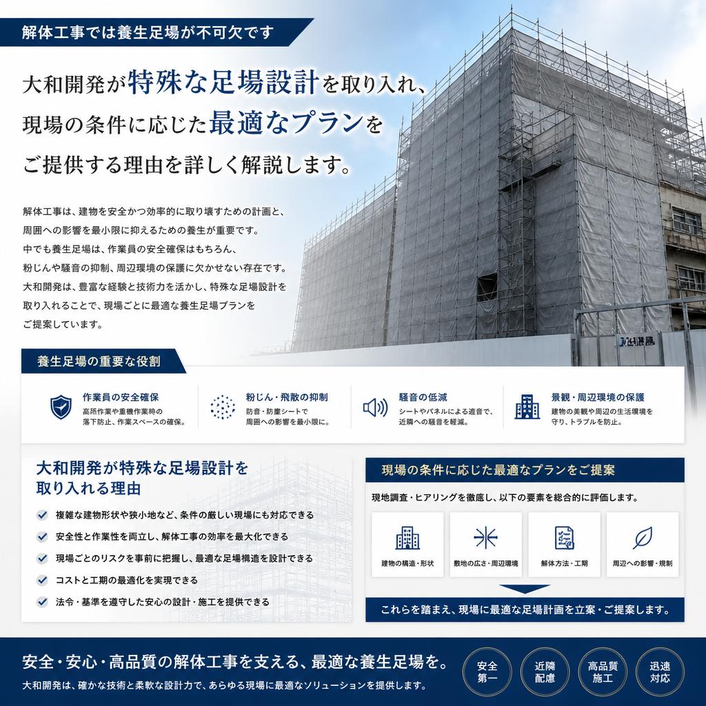 解体工事における養生足場の重要性