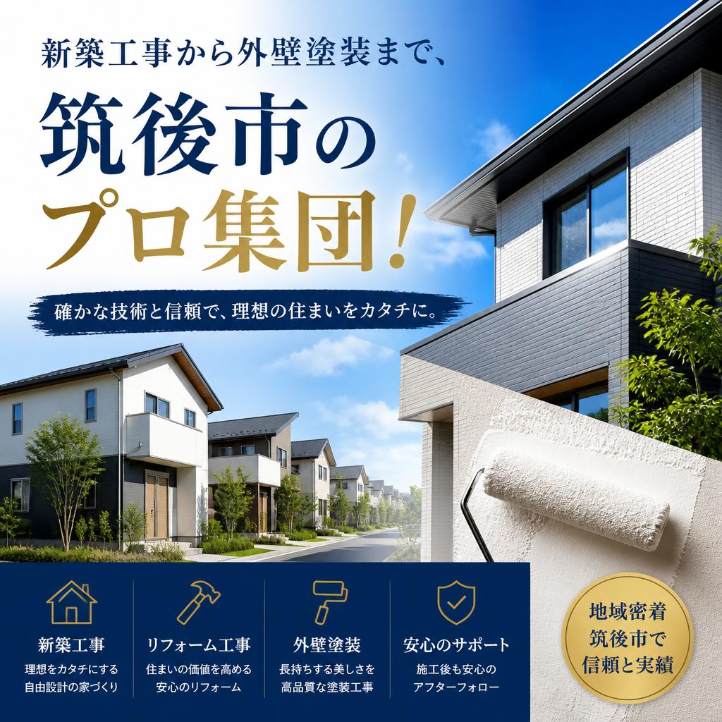 新築工事から外壁塗装まで、筑後市のプロ集団！