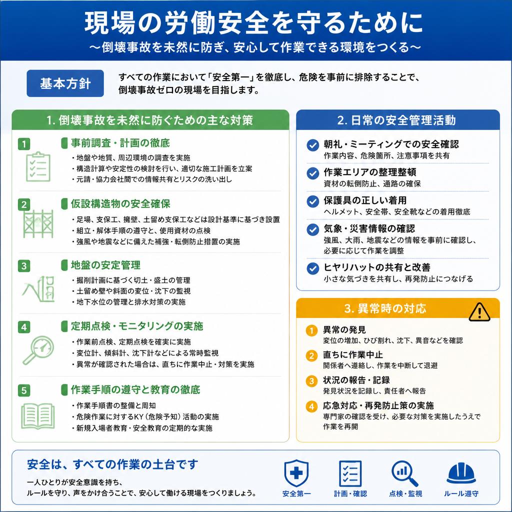 安全対策の徹底：倒壊事故ゼロを目指して