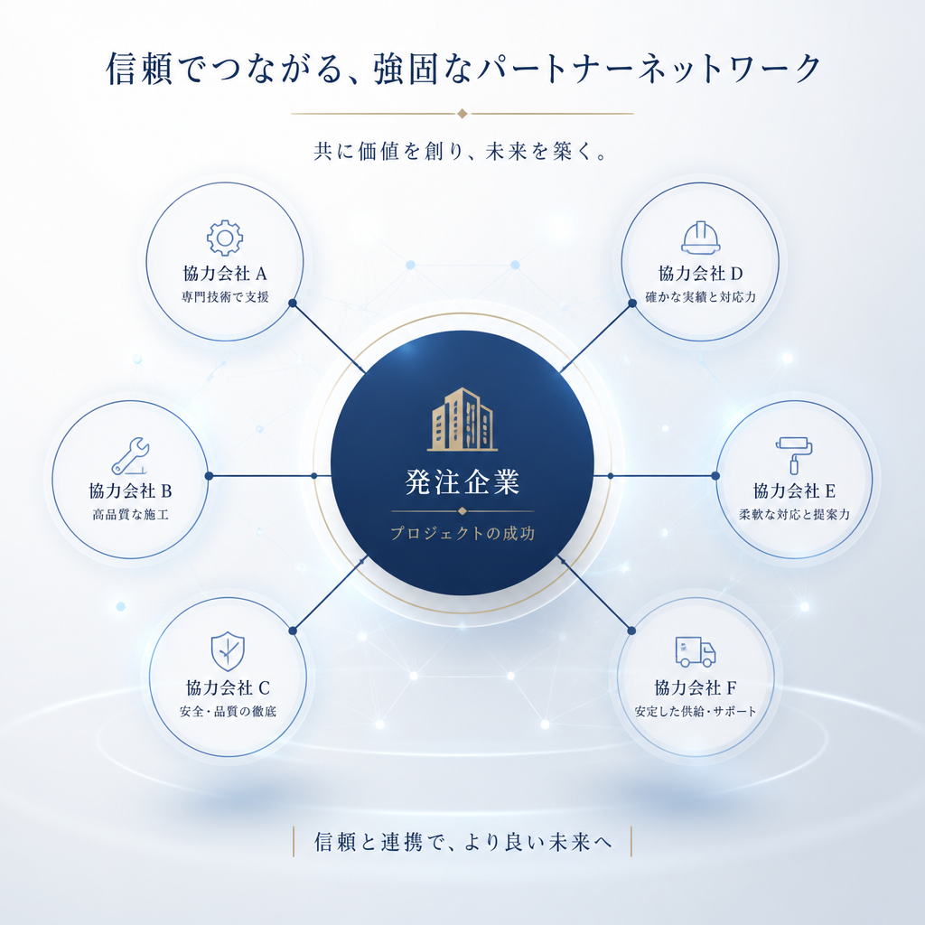 協力会社としての強固なネットワークで、働きやすさを追求します！